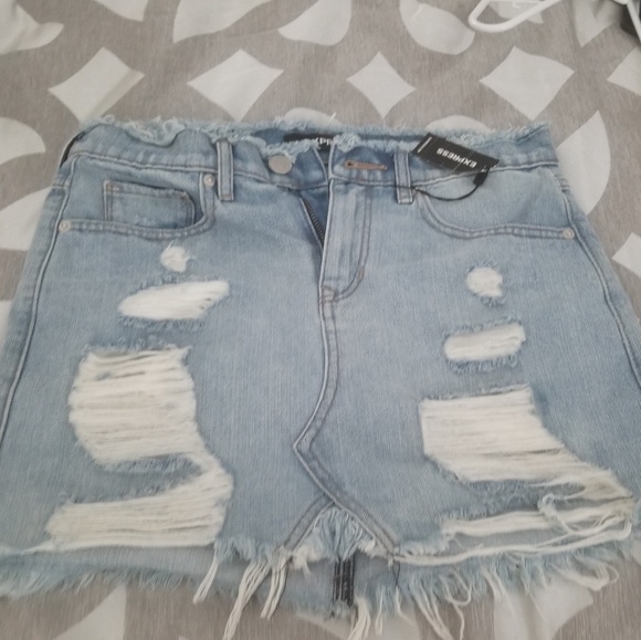 Express Dresses & Skirts - Express Destroyed Denim Skirt Size 2